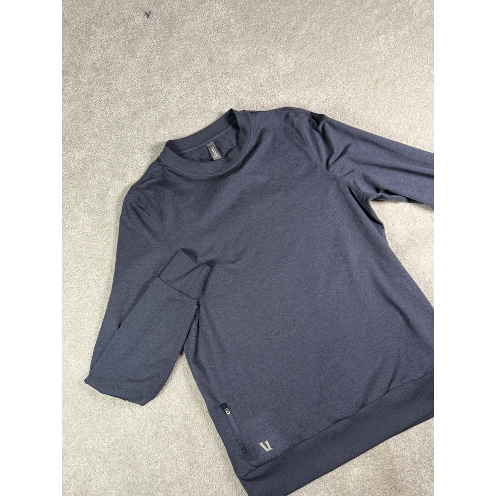 Vuori Ponto Performance Crew Sweatshirt Mens S Heather Blue Training Pocket Nwot